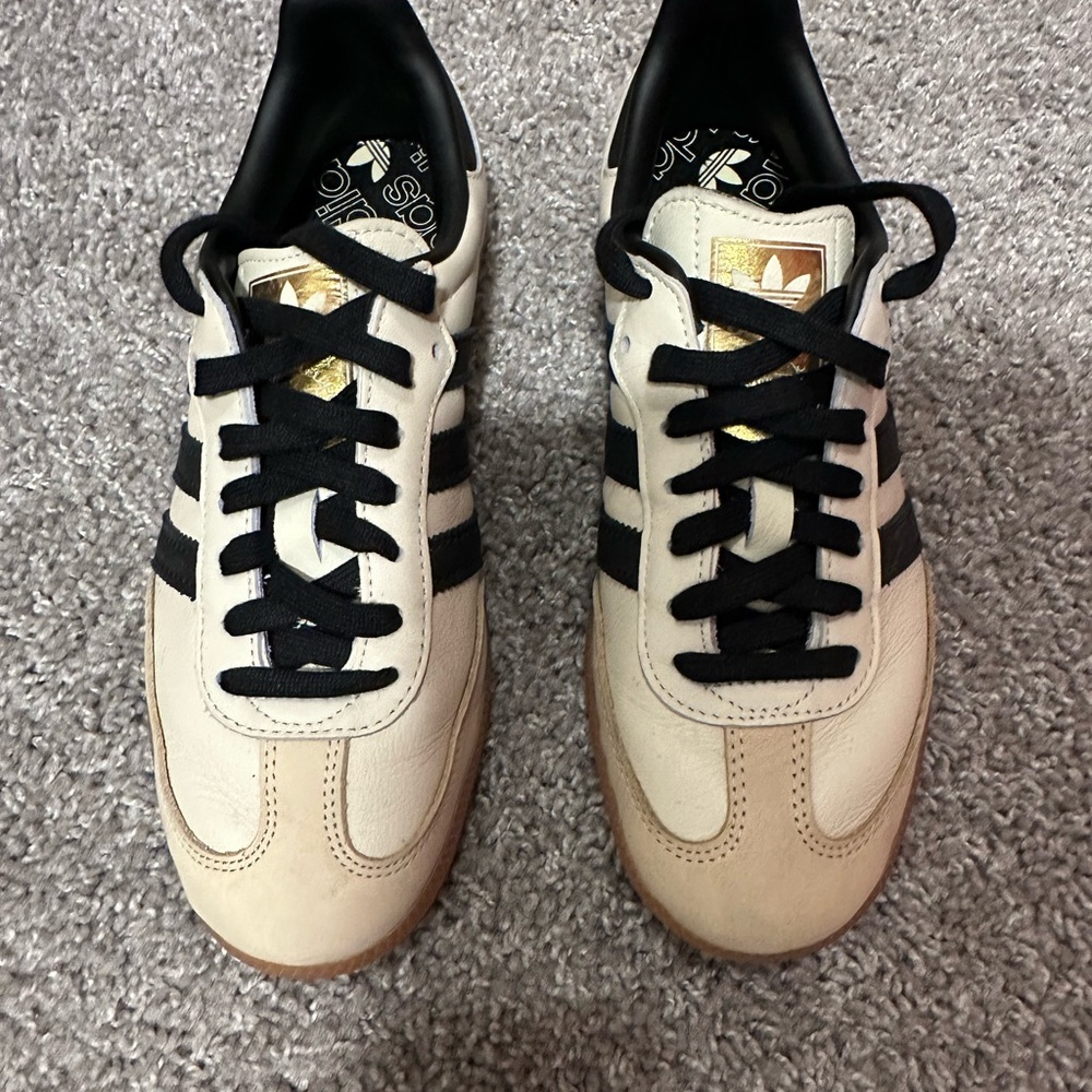 Adidas Cream and Black Samba Sneakers